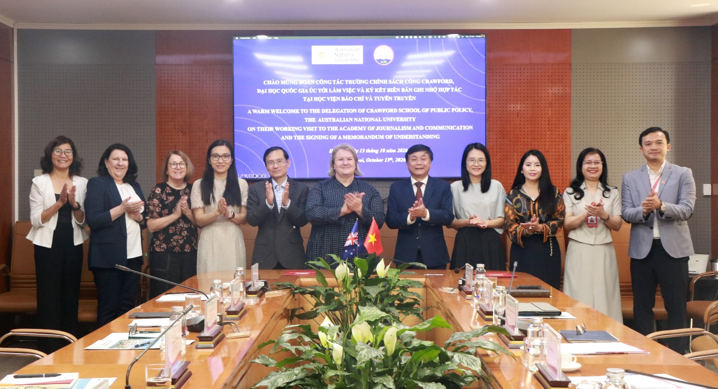 Học viện tiếp và làm việc với đoàn công tác Trường Chính sách công Crawford, Đại học Quốc gia Úc