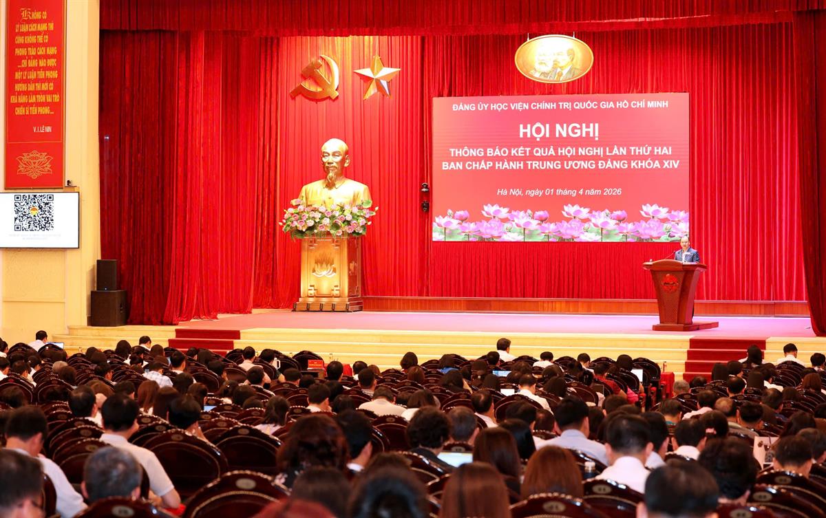 Học viện Chính trị quốc gia Hồ Chí Minh tổ chức thông báo kết quả Hội nghị lần thứ hai Ban Chấp hành Trung ương Đảng khóa XIV