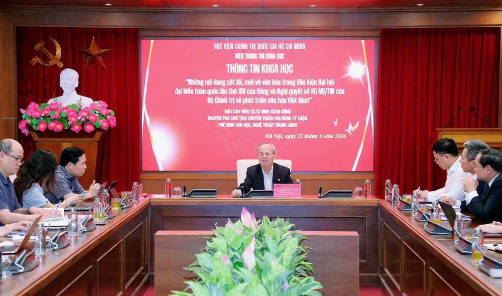 Thông tin khoa học “Những nội dung cốt lõi, mới về văn hóa trong Văn kiện Đại hội đại biểu toàn quốc lần thứ XIV của Đảng và Nghị quyết số 80-NQ/TW của Bộ Chính trị về phát triển văn hóa Việt Nam”