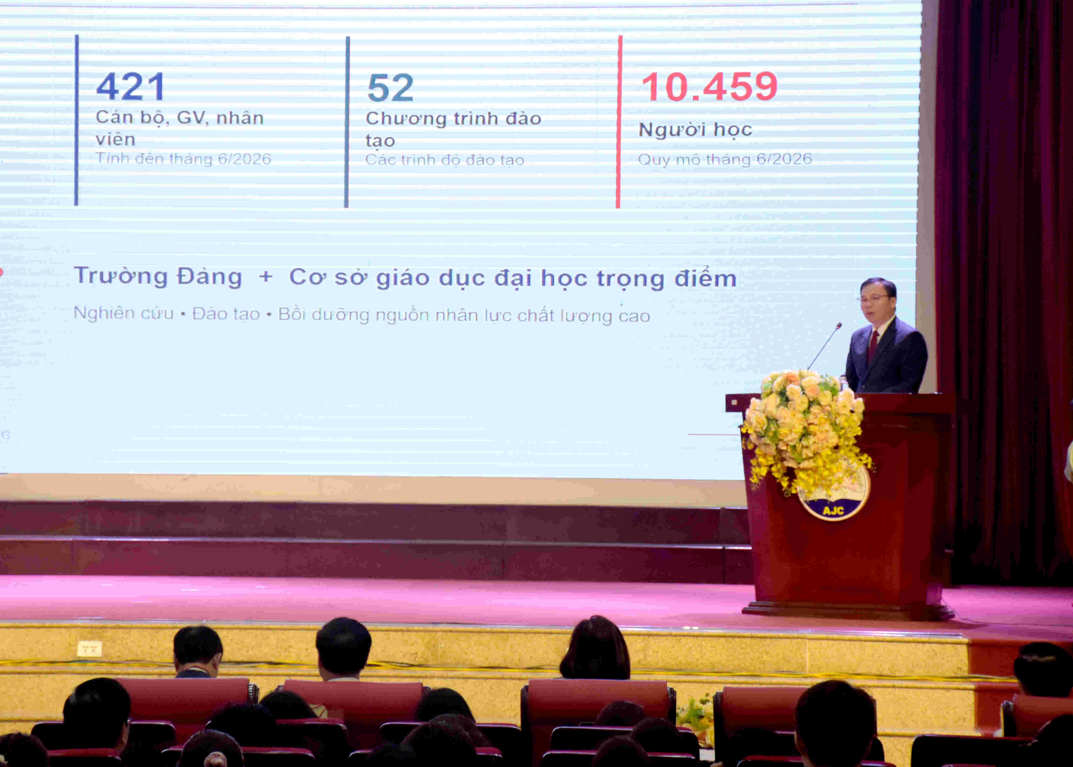 PGS,TS. Lưu Văn Quảng, Phó Giám đốc Học viện trình bày báo cáo tổng quan hai chương trình đào tạo được đánh giá