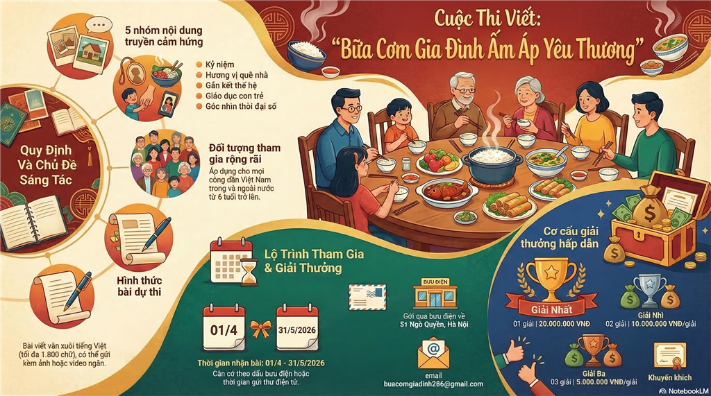 Thể lệ cuộc thi viết chủ đề “Bữa cơm gia đình ấm áp yêu thương”