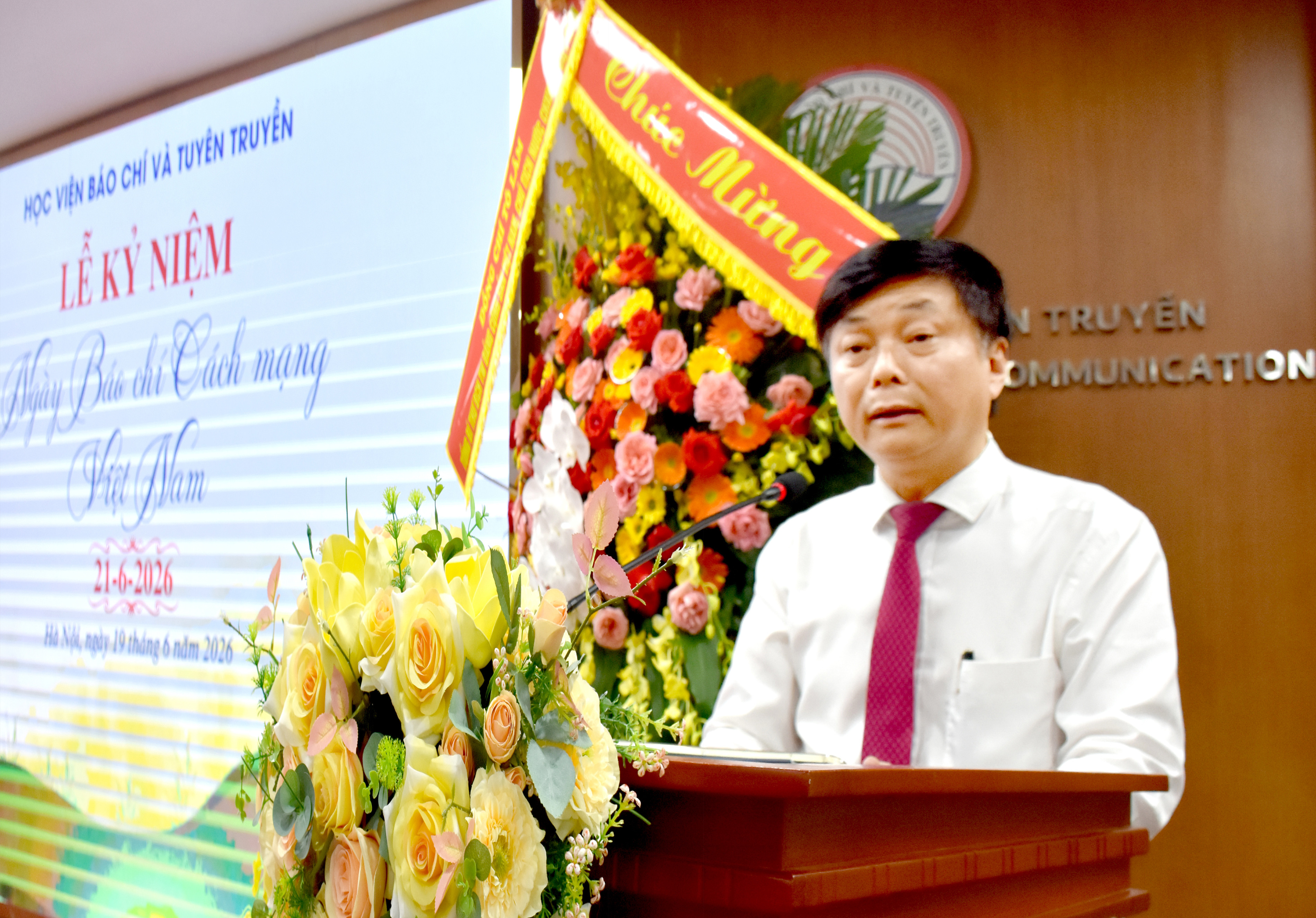 PGS,TS. Phạm Minh Sơn, Giám đốc Học viện Báo chí và Tuyên truyền phát biểu tại Lễ kỷ niệm
