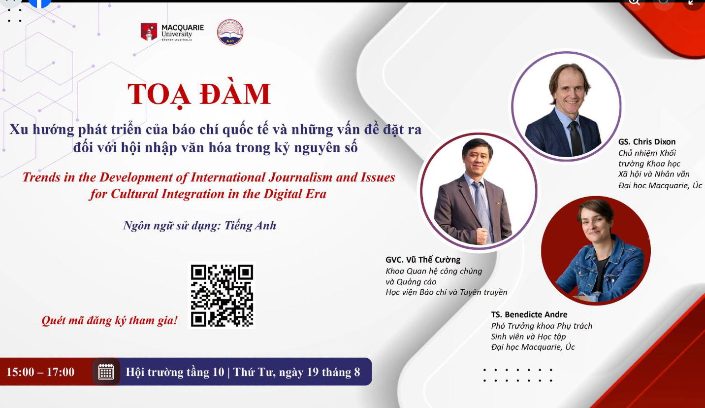 Mời sinh viên tham dự tọa đàm về xu hướng báo chí quốc tế trong kỷ nguyên số