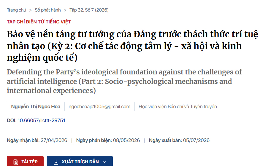 Bảo vệ nền tảng tư tưởng của Đảng trước thách thức trí tuệ nhân tạo (Kỳ 2: Cơ chế tác động tâm lý - xã hội và kinh nghiệm quốc tế)
