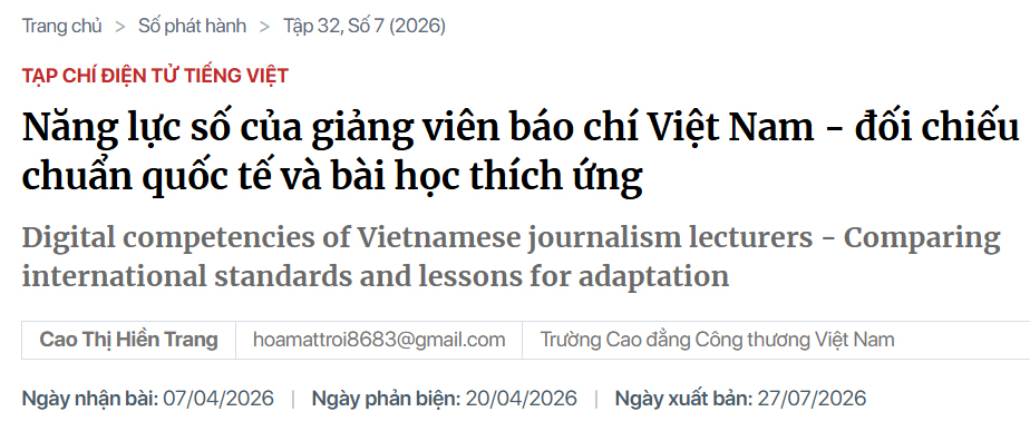 Năng lực số của giảng viên báo chí Việt Nam - đối chiếu chuẩn quốc tế và bài học thích ứng 